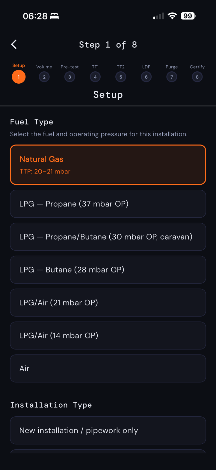 Step 1 - Setup & Fuel Type